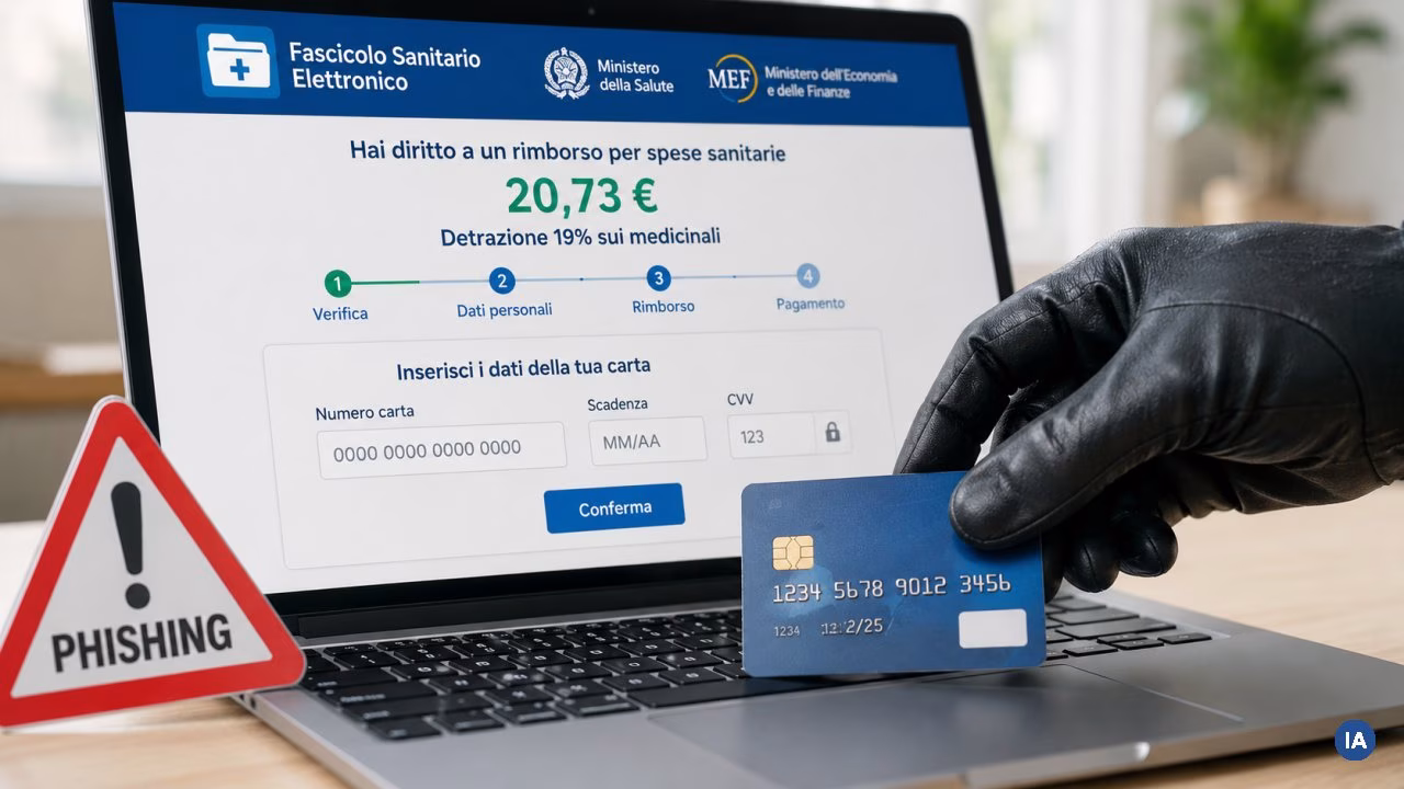 Fascicolo Sanitario, attenzione al falso rimborso di 20,73 euro che ruba i dati della carta