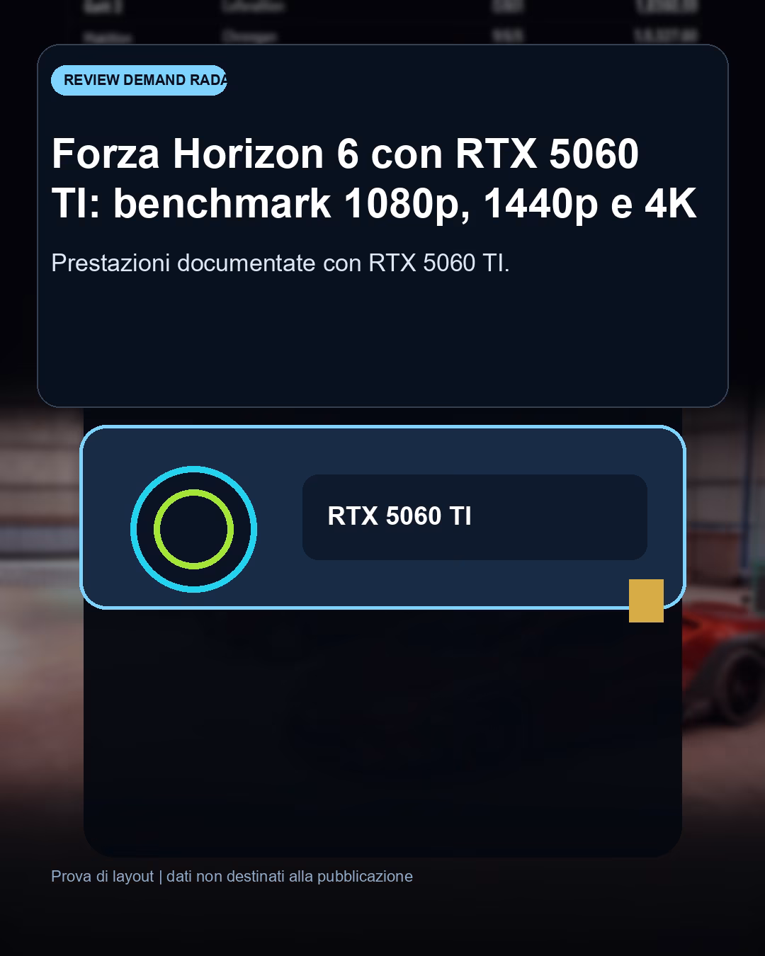Panoramica del confronto tra Forza Horizon 6 con RTX 5060 TI: benchmark FPS e target QHD consigliato