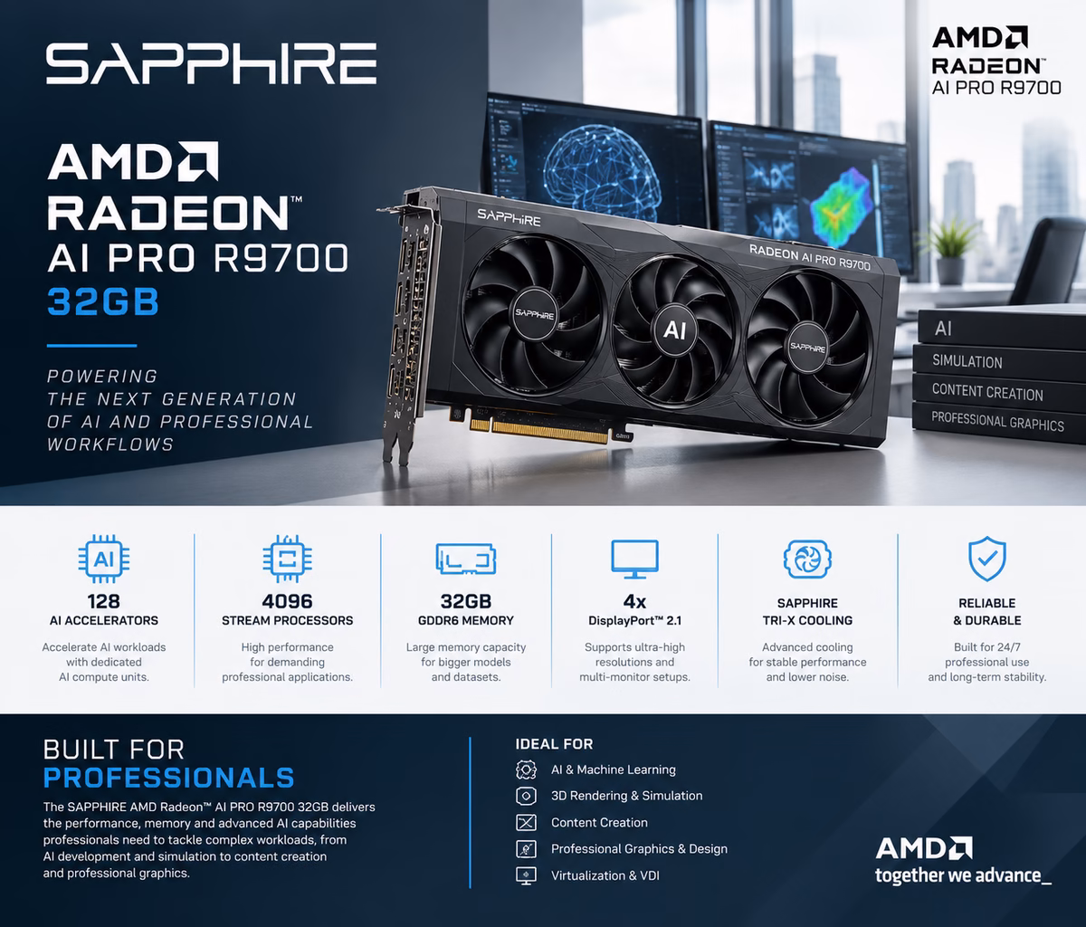 SAPPHIRE AMD Radeon AI PRO R9700 32GB